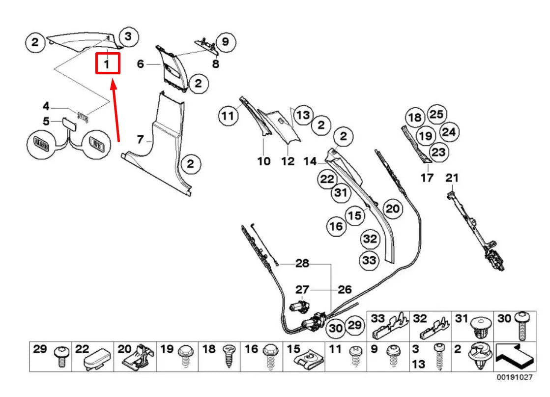 NEW BMW 5 E60 LEFT A-PILLAR COVER 51437066515 7066515 ORIGINAL