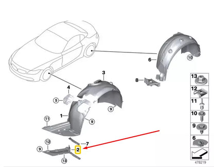 NEW BMW Z4 E89 FRONT LEFT WHEEL ARCH FRONT LOWER COVERING 51717199459 ORIGINAL
