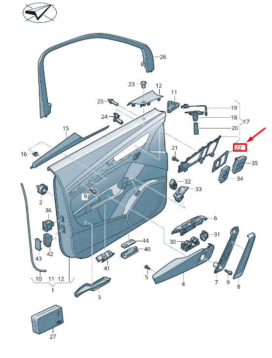 NEW AUDI Q5 FY FRONT LEFT DOOR WINDOW SWITCH BEZEL LHD 80A9595216PS ORIGINAL