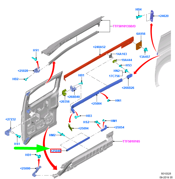 new ford tourneo custom sliding side load door retainer 2173527 original