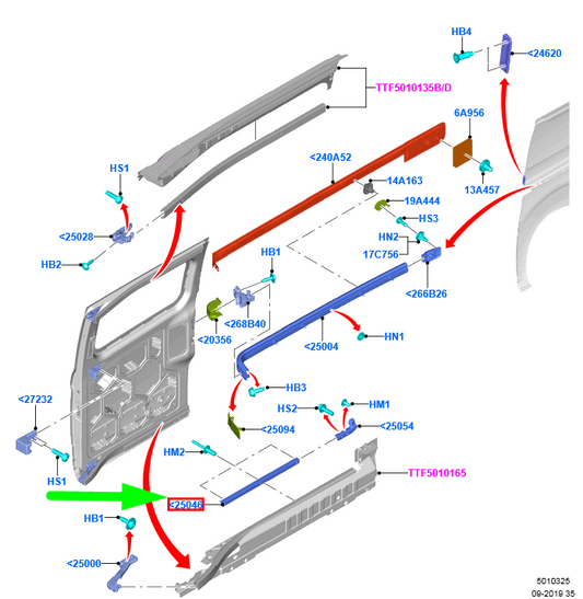 new ford tourneo custom sliding side load door retainer 2173527 original
