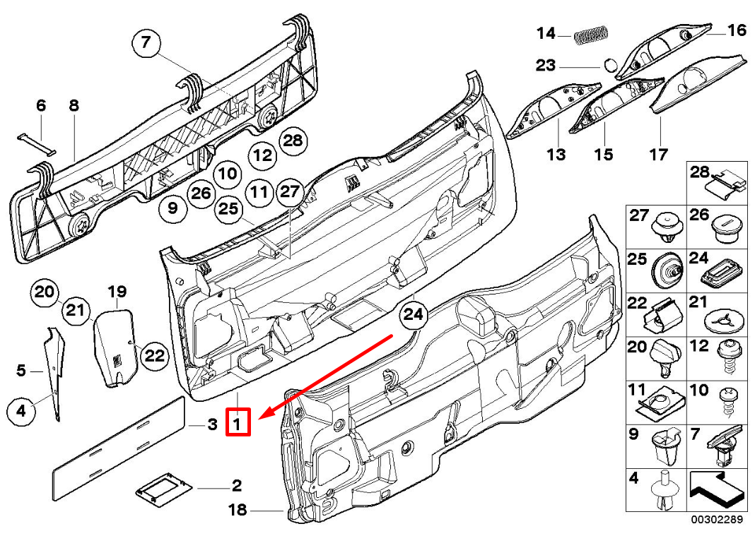 new bmw 5 e39 lower tail lid trim panel 8259952 51498259952 original