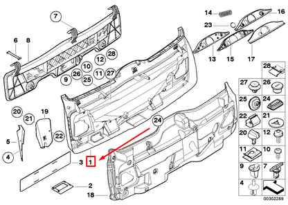 new bmw 5 e39 lower tail lid trim panel 8259952 51498259952 original