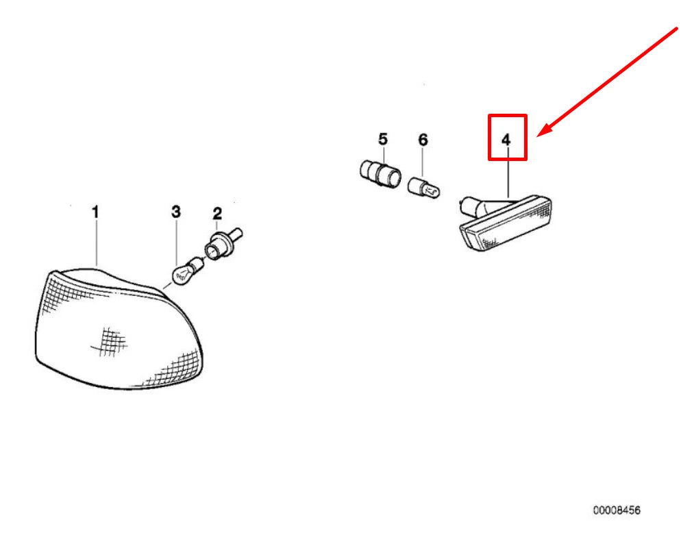 NEW BMW 7 E38 LEFT ADDITIONAL TURN INDICATOR LAMP 63138360215 8360215 ORIGINAL