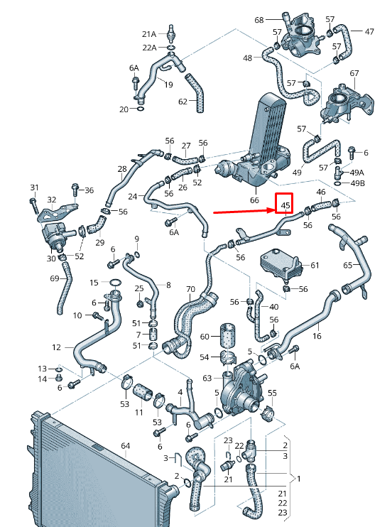 new audi q7 4l engine coolant pipe 057121507g original