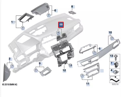 NEW BMW X1 F48 INSTRUMENT PANEL CID ADAPTER TRIM 51456999537 6999537 ORIGINAL