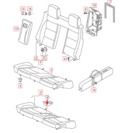 NEW VOLKSWAGEN EOS REAR DRINKS CUP HOLDER 1Q088599582V ORIGINAL