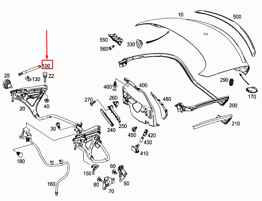 NEW MERCEDES-BENZ SLK R172 REAR TAILGATE GAS STRUT A1729800464 ORIGINAL