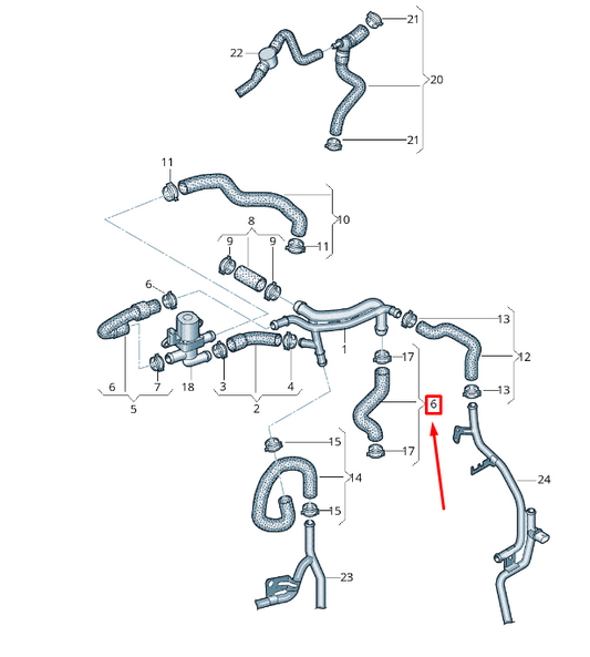 NEW VW TRANSPORTER VI T6 COOLANT HOSE 7E0121157AD ORIGINAL