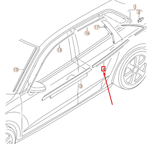 NEW AUDI A3 8V FRONT RIGHT DOOR WINDOW SLOT SEAL TRIM 8V5853763AT94 ORIGINAL