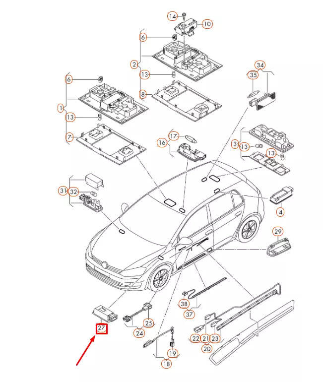 NEW VOLKSWAGEN GOLF MK7 FOOTWELL LED LIGHT 5G0947409 ORIGINAL