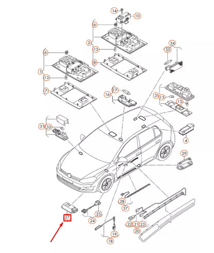 NEW VOLKSWAGEN GOLF MK7 FOOTWELL LED LIGHT 5G0947409 ORIGINAL