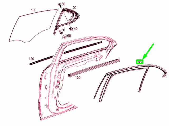 NEW MERCEDES-BENZ A W176 REAR LEFT DOOR WINDOW GUIDE RAIL A1767351100 ORIGINAL