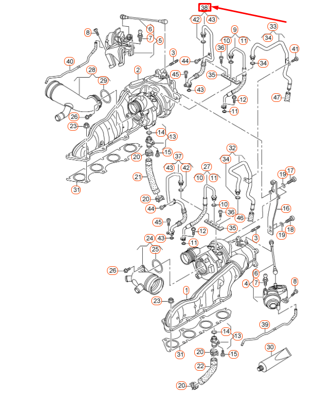 NEW AUDI A6 C7 RIGHT FEED TURBO COOLANT PIPE HOSE 079145910H ORIGINAL
