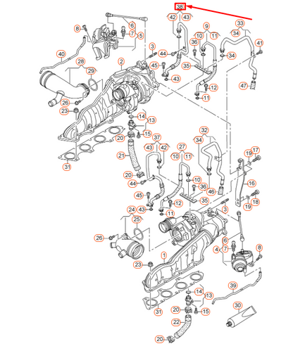 NEW AUDI A6 C7 RIGHT FEED TURBO COOLANT PIPE HOSE 079145910H ORIGINAL