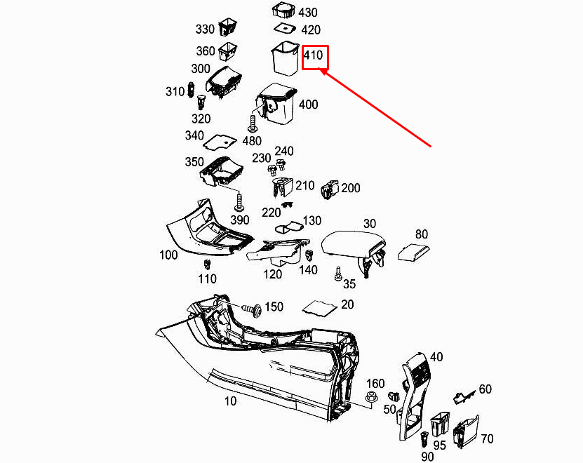 new mercedes-benz b w246 pigeonhole container insert a2466830275 original