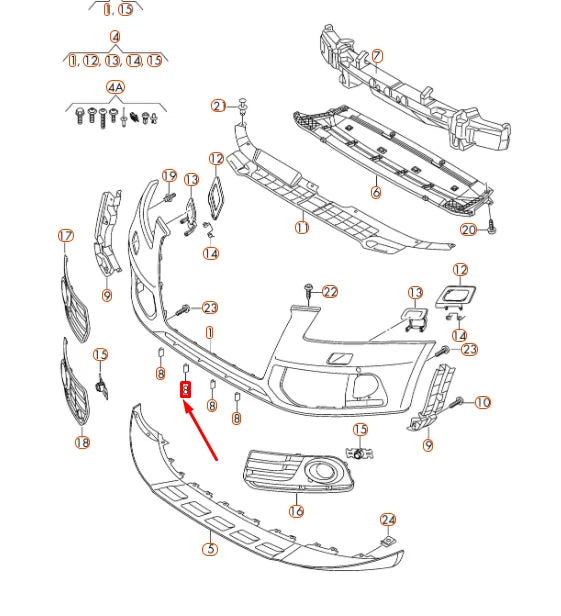 NEW AUDI Q5 8R FRONT BUMPER PULL STRAP 8R0807899 ORIGINAL