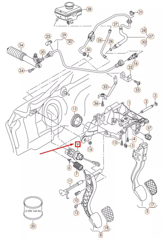 NEW AUDI A4 B8 CLUTCH MASTER CYLINDER LHD 8K1721401H ORIGINAL