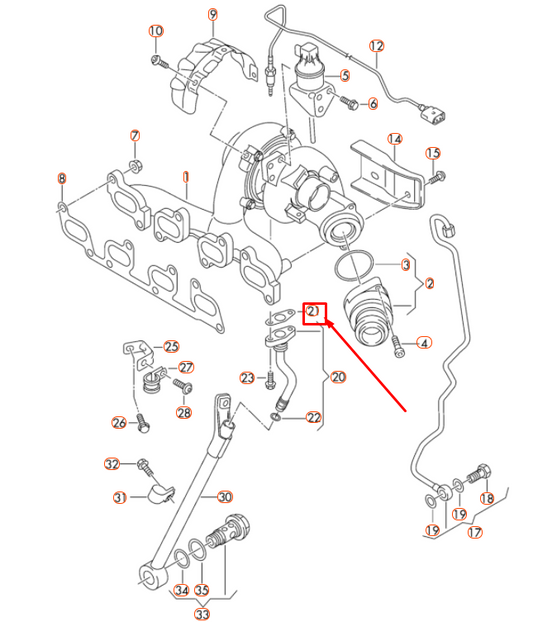 new audi a3 8p turbocharger oil line gasket 03l145757q original