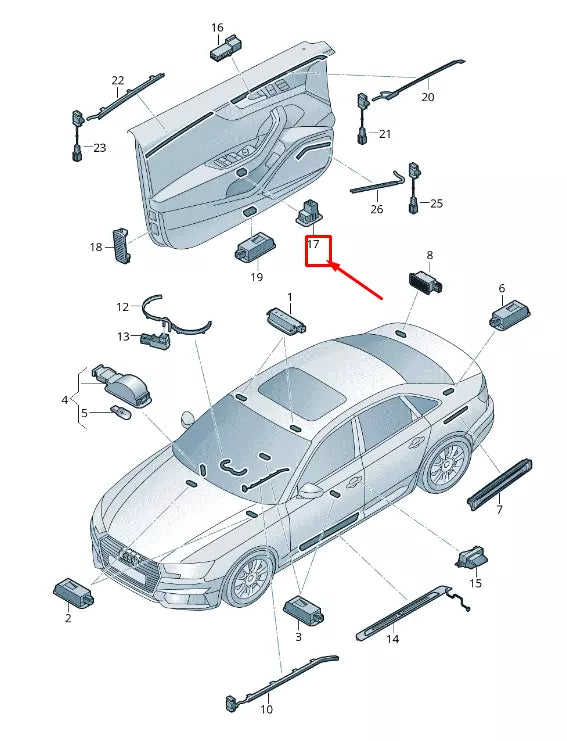 NEW AUDI A4 AVANT B9 FRONT RIGHT DOOR COURTESY LIGHT 8W0919390B ORIGINAL