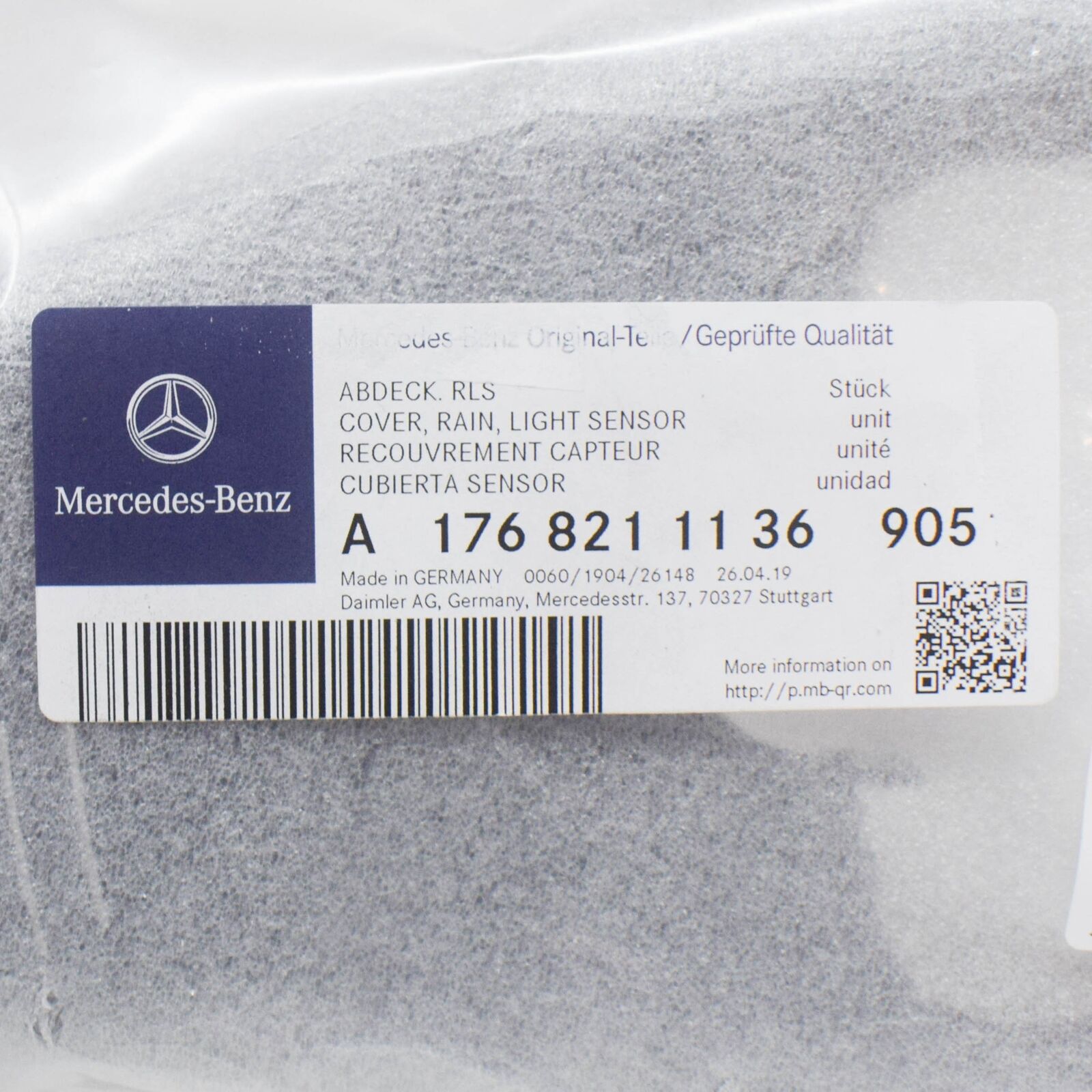 NEW MERCEDES-BENZ A W176 RAIN AND LIGHT SENSOR COVER RLS A17682111369051