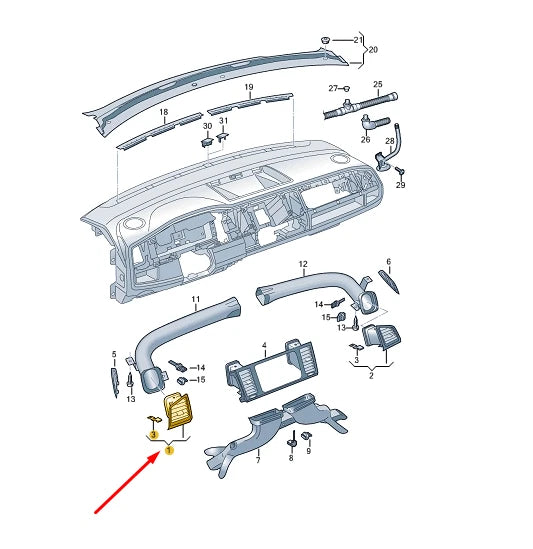 NEW VW TRANSPORTER T6 FRONT LEFT DASHBOARD AIR VENT RHD 7E6819203HGVK ORIGINAL