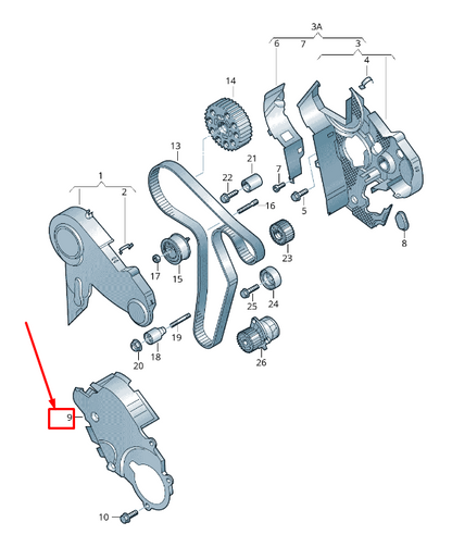 new audi a1 mk1 center engine timing belt cover 03l109147c original