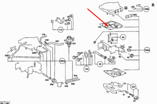 NEW MB S-CLASS W116 CARBURETOR BODY GASKET A0000716980 2.8 PETROL ORIGINAL