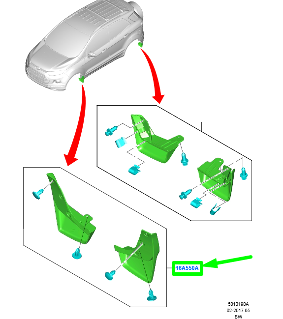 new ford ecosport mk2 bk front mudguard flap kit 2238015 original