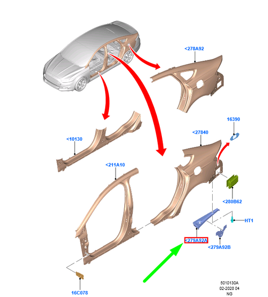 new ford mondeo mk5 rear left body extension ds73-f279a93-aa 5183916 original