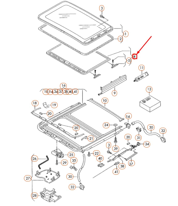 NEW VW JETTA A5 SLIDING ROOF SECTION WITH COVER FRAME 1K0877255A3U5 ORIGINAL