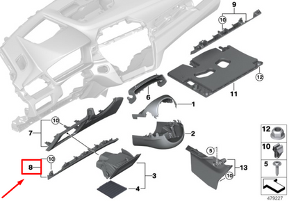 new bmw f48 front left instrum. panel footwell trim 9348818 51459348818 original
