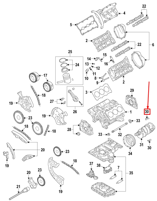 NEW AUDI A6 AVANT C6 LOWER ENGINE CRANKSHAFT BEARING 06E105591ABGLB ORIGINAL