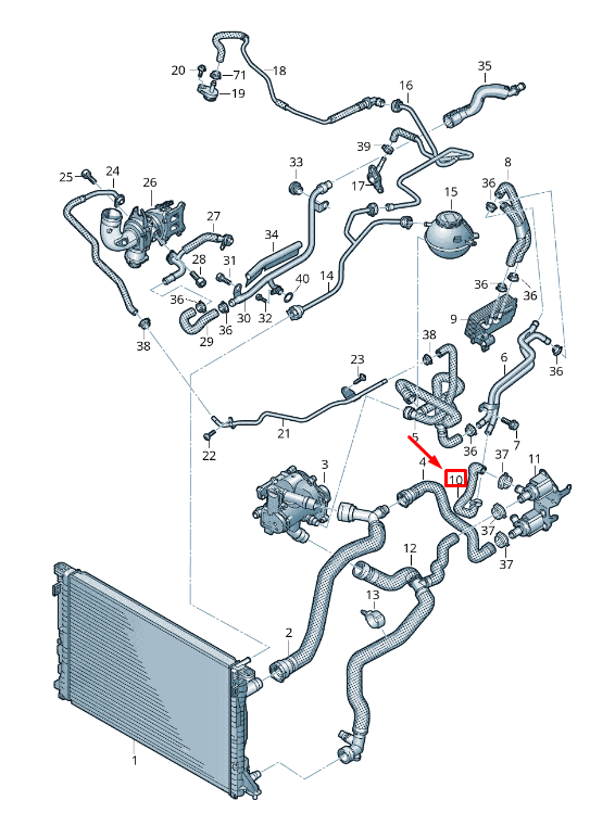 new audi q5 fy engine coolant hose 80a122448an original