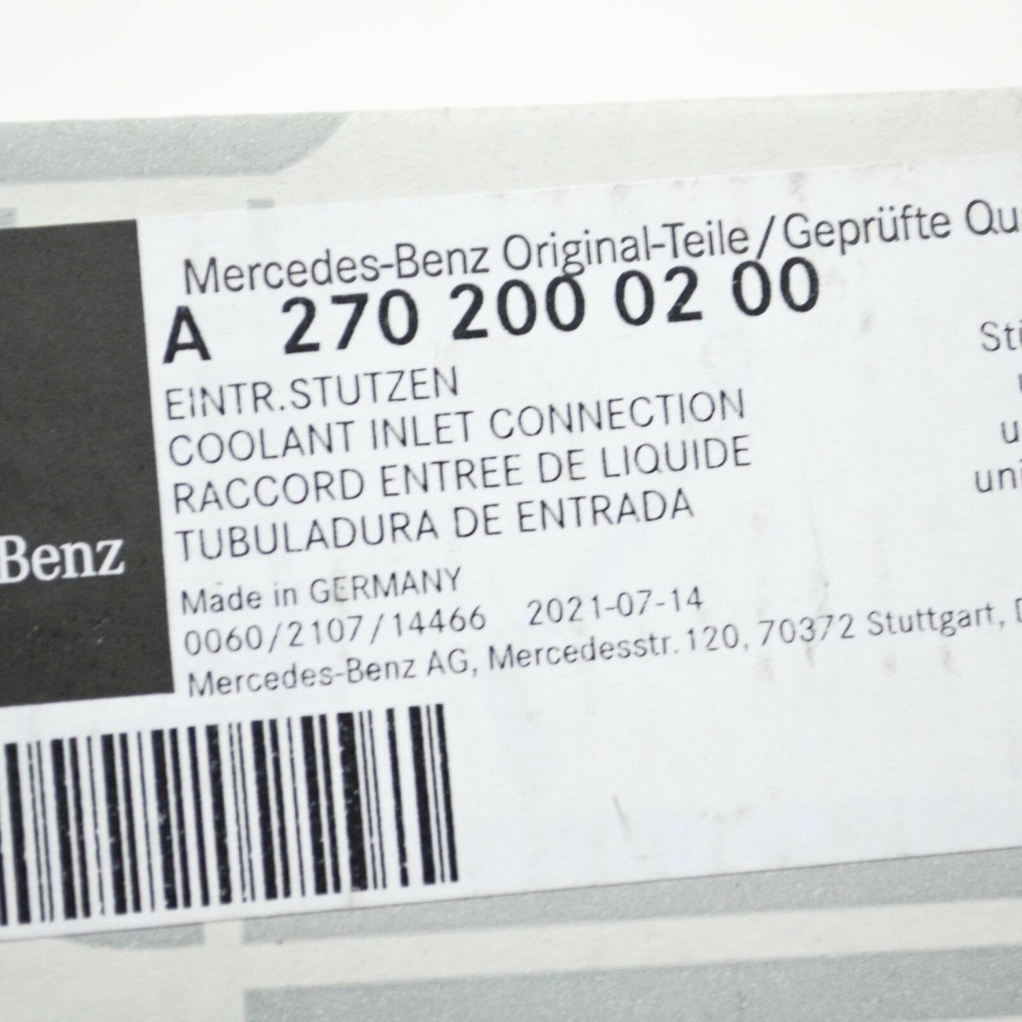 NEW MERCEDES-BENZ B W246 W242 COOLING SYSTEM INLET FLANGE A2702000200 ORIGINAL