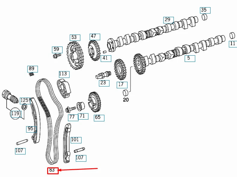 NEW MERCEDES-BENZ ML W163 DOUBLE ROLLER CHAIN A0039977594