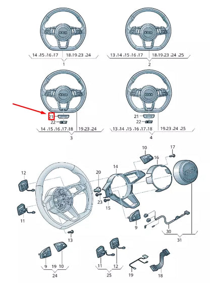 NEW AUDI TT FV CENTER STEERING WHEEL COVER 8S0419673 ORIGINAL