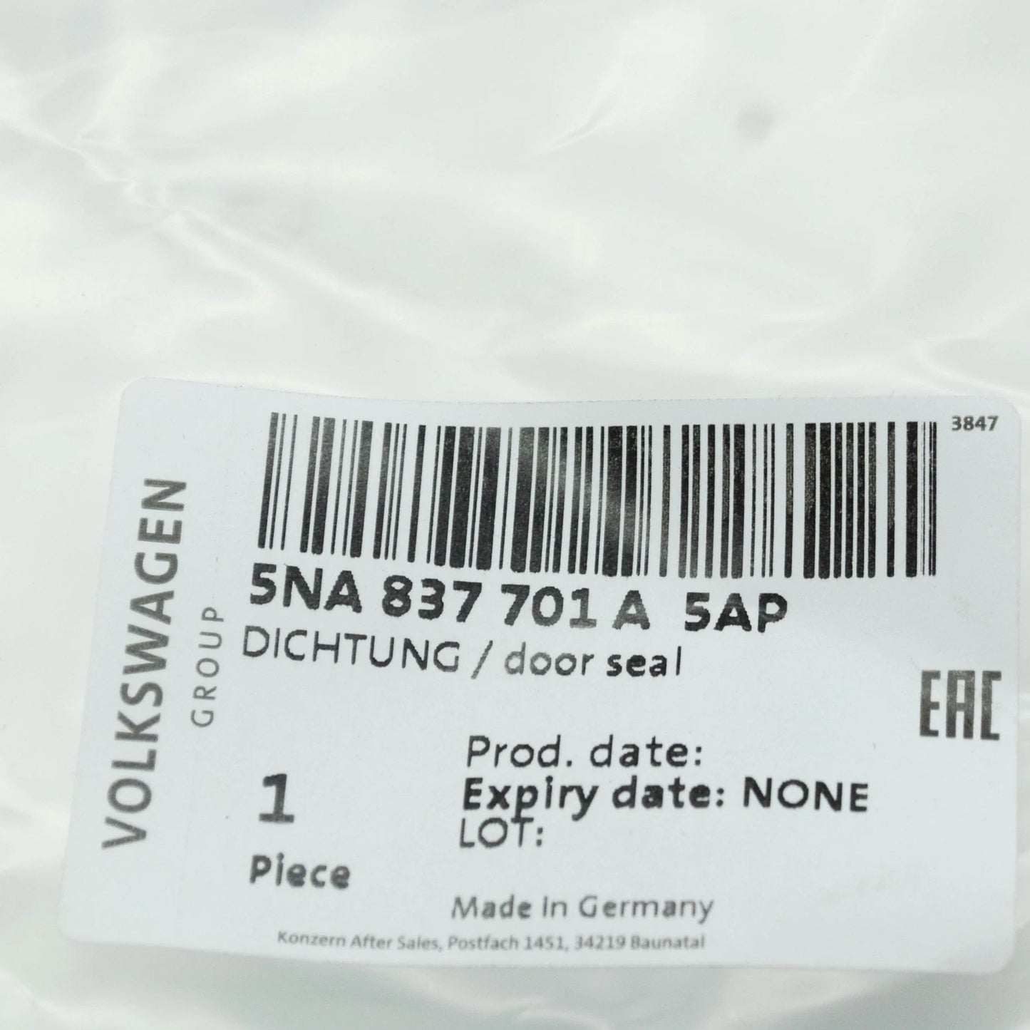 NEW VW TIGUAN AD FRONT LEFT DOOR OUTER SEAL RUBBER 5NA837701A5AP