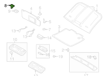NEW AUDI A4 8W SUN VISOR CLIP 8W0857562A J50 8W0857562AJ50 ORIGINAL