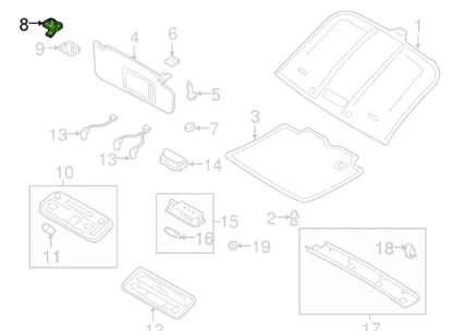 NEW AUDI A4 8W SUN VISOR CLIP 8W0857562A J50 8W0857562AJ50 ORIGINAL