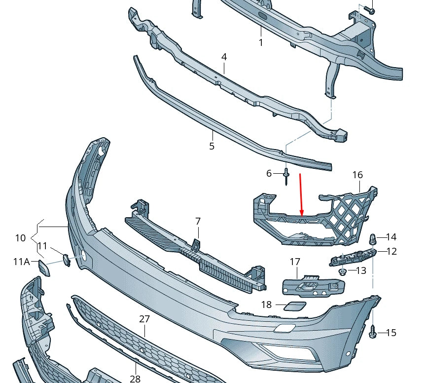 NEW VOLKSWAGEN TIGUAN AD FRONT BUMPER LEFT SUPPORT TRIM 5NA807723A ORIGINAL