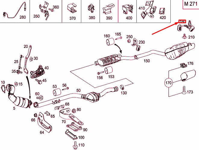 NEW MB C W204 REAR LEFT EXHAUST PIPE BRACKET SUSPENSION A2044901037