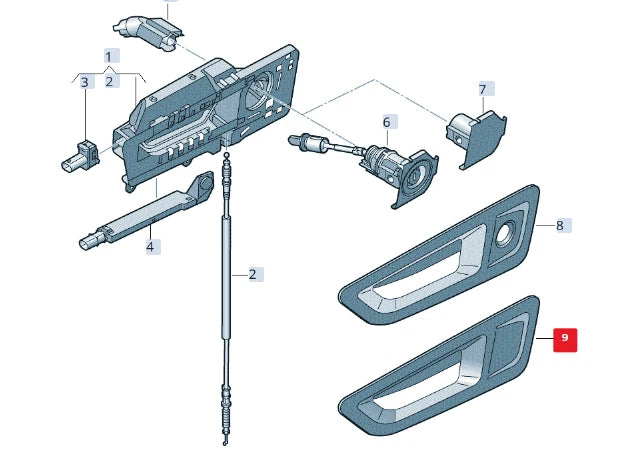 NEW AUDI R8 4S FRONT LEFT DOOR HANDLE TRIM RHD 4S0837239GRU ORIGINAL