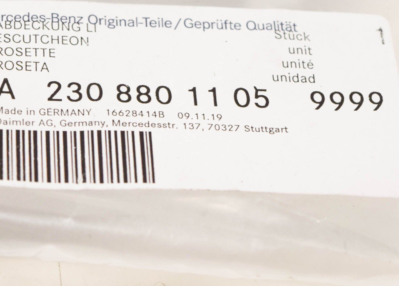 NEW MB SL R230 LEFT SIDE HEADLAMP WASHER COVER CAP A23088011059999 ORIGINAL