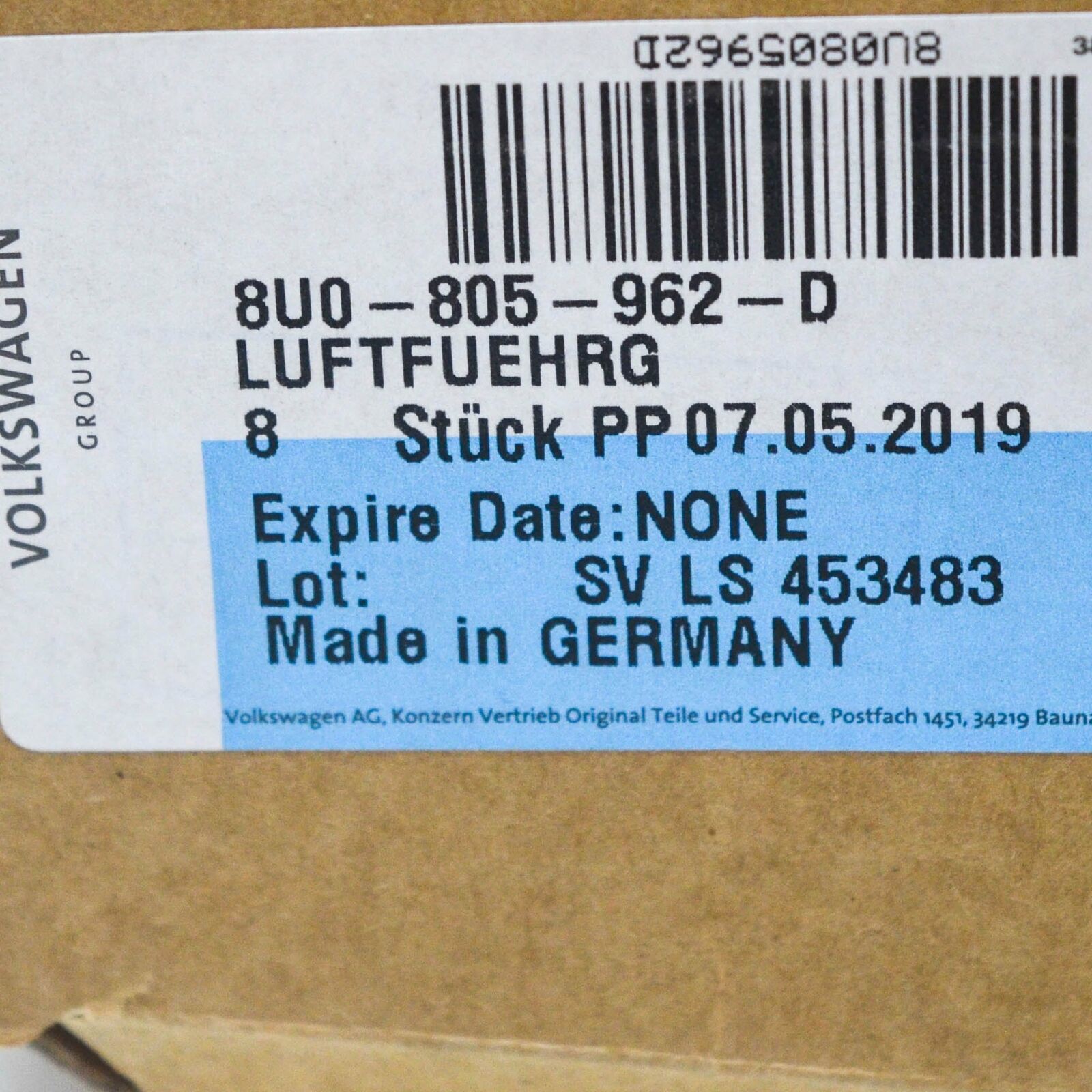 NEW AUDI Q3 8U INTAKE AIR DUCT 8U0805962D ORIGINAL