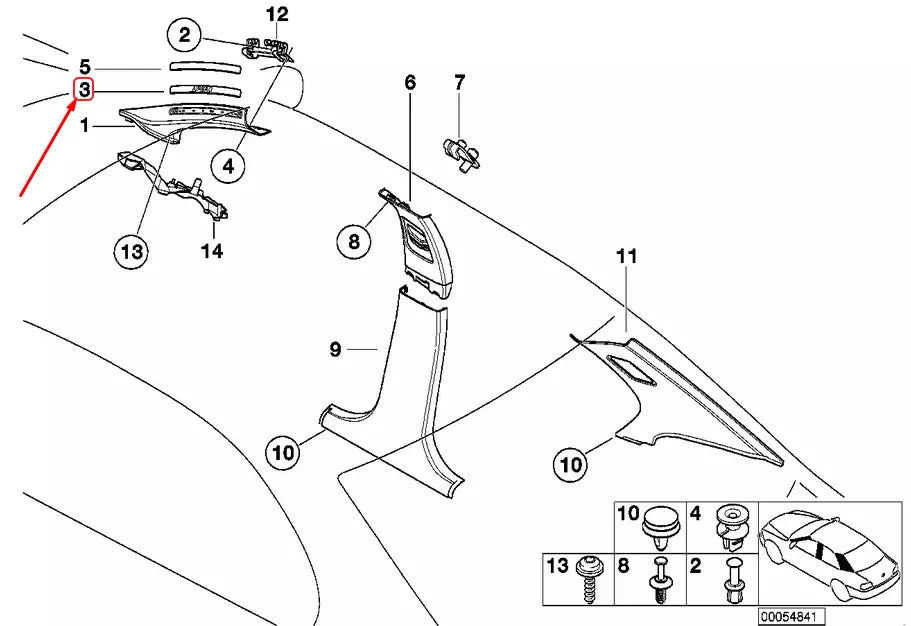 NEW BMW 3 E46 A COLUMN ITS COVERING 51432699055 2699055 ORIGINAL