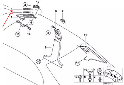 NEW BMW 3 E46 A COLUMN ITS COVERING 51432699055 2699055 ORIGINAL