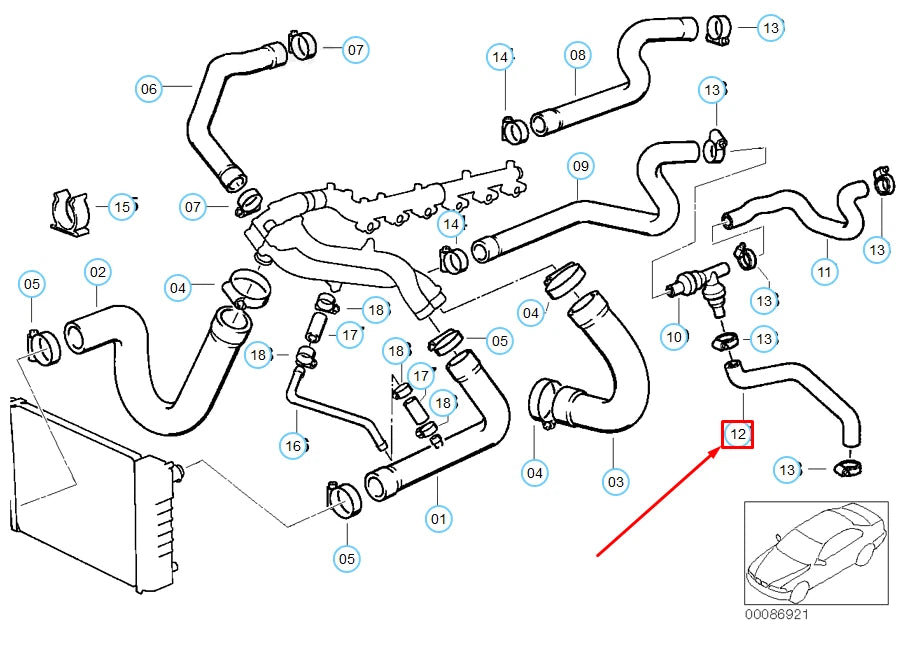 NEW BMW M5 E34 COOLING SYSTEM HOSE 11531315293 1315293 ORIGINAL