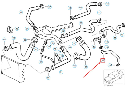 NEW BMW M5 E34 COOLING SYSTEM HOSE 11531315293 1315293 ORIGINAL