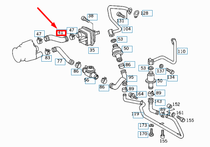NEW MERCEDES-BENZ SL R129 AIR CLEANER TO AIR PUMP HOSE A1201410483 ORIGINAL